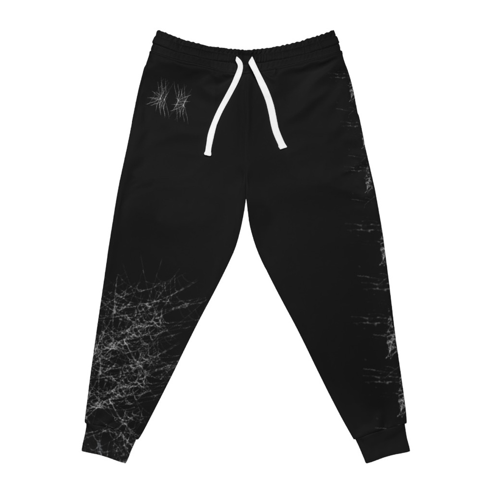 Black Joggers with White Web Design